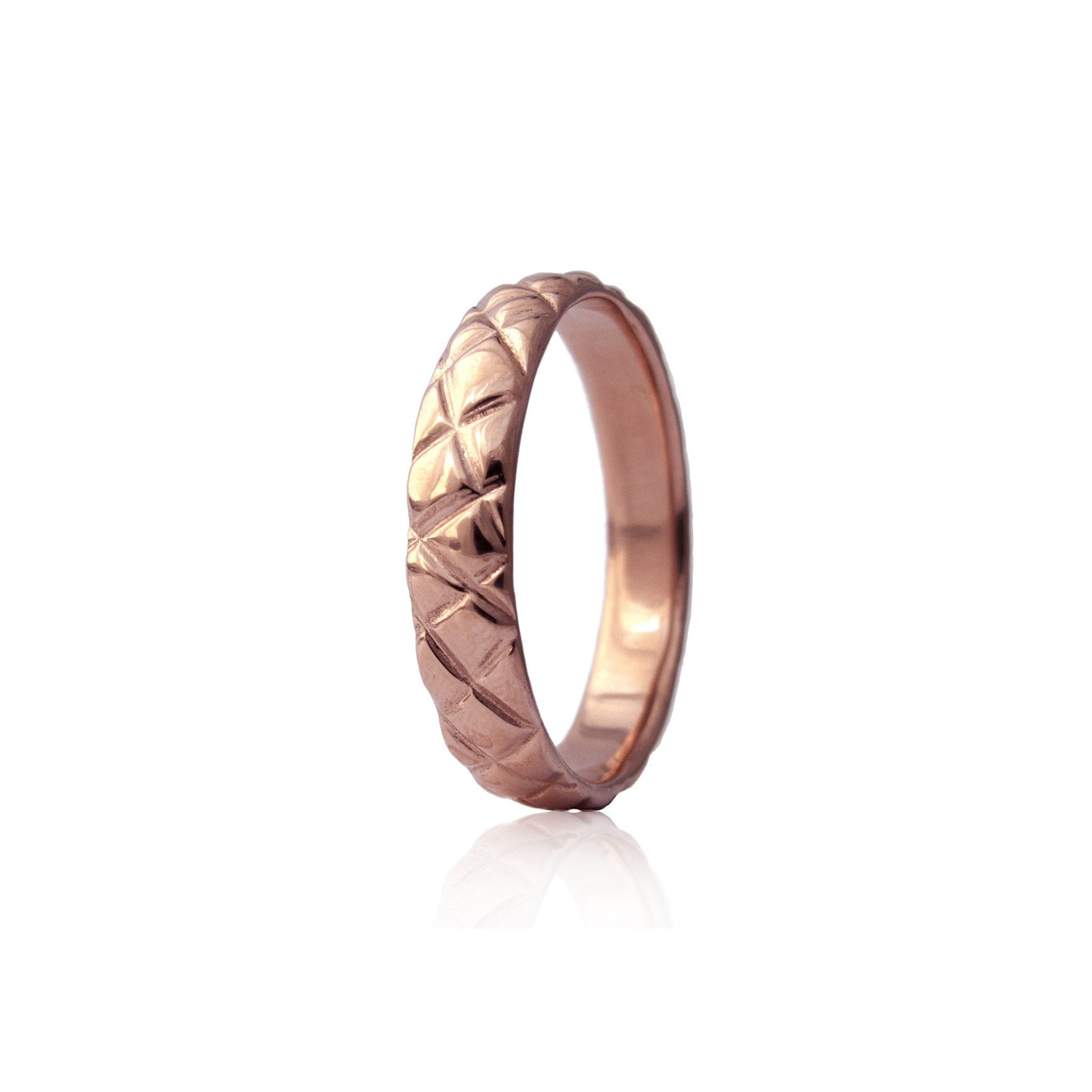 4.5mm quilted band crafted in 14KT rose gold.
