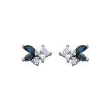 Crafted in 14KT Canadian Certified Gold, these diamond earrings are set with two petal-shaped sapphires and princess cut & round brilliant cut Canadian diamonds.