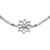 Crafted in 14KT Certified Canadian Gold, this bracelet features a water lily flower with a round brilliant-cut Canadian centre diamond.