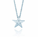 Crafted in 14KT white gold, this star shaped pendant is set with 3 round brilliant-cut diamonds. 