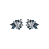 Crafted in 14KT Canadian Certified Gold these diamond earrings feature a wildflower-inspired shape set with round brilliant cut Canadian diamonds and blue sapphire.