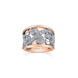 Crafted in rose and white 14KT Candian Certified Gold, this ring features a rose vine design set with round brilliant-cut Canadian diamonds.