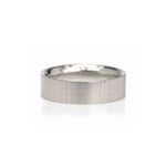 Crafted in 14KT white gold, this 6.5mm wide flat men’s ring offers a curved comfortable fit. 