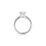 Crafted in 14KT white gold, this ring features a round-cut diamond in the classic four-prong setting.