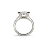 Crafted in 14KT white gold, this ring features a half-bezel set marquise-cut diamond horizontally on the band.