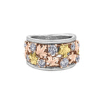 Crafted in 14KT rose, white and yellow Certified Canadian Gold, this ring features maple leafs and round brilliant-cut Canadian diamonds.