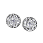 Crafted in 14KT Certified Canadian Gold, these water lily flower-inspired filigree stud earrings feature round brilliant-cut Canadian diamonds.