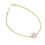 Crafted in 14KT white and yellow Certified Canadian Gold, this bracelet features a Manitoba prairie crocus flower set with a round brilliant-cut Canadian diamond
