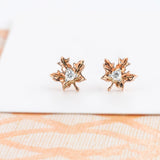 Maple Leaf Diamond Stud Earrings