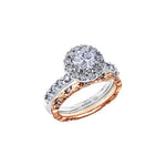 ‘Maple Wreath Halo Ring’ with matching band ‘Maple Leaf Stacker’