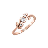 Crafted in 14KT rose Canadian Certified Gold, this ring features a vine set with three round brilliant-cut Canadian diamonds.