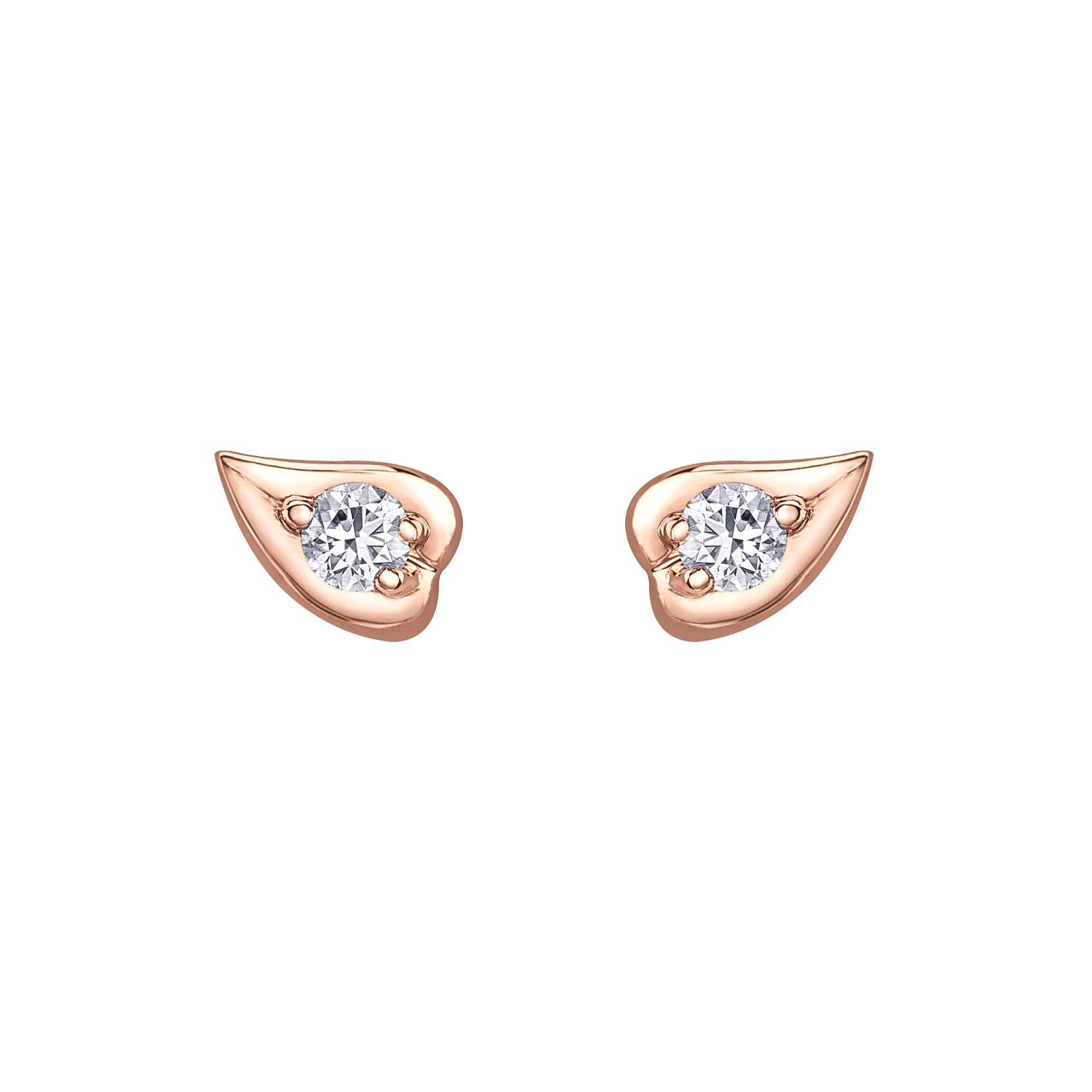 Crafted in 14KT rose Canadian Certified Gold, these ivy leaf shaped earrings are each set with a round brilliant-cut Canadian diamond.