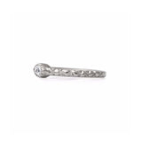 Crafted in 14KT brushed white gold, this ring features a bezel-set marquise-cut diamond on a quilted band.