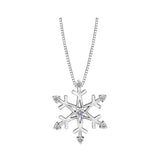 Crafted in 14KT white Canadian Certified Gold, this necklace features a medium sized snowflake pendant set with round brilliant-cut Canadian diamonds.
