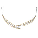 Crafted in 14KT yellow Canadian Certified Gold, this necklace features a round brilliant-cut Canadian diamond between two large diamond-set willow tree leaves.