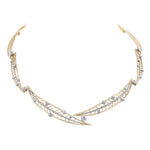 Crafted in 14KT Canadian Certified Gold, this necklace  features willow tree leaves linked together set with round brilliant-cut Canadian Diamonds.