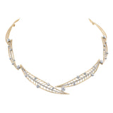 Crafted in 14KT Canadian Certified Gold, this necklace  features willow tree leaves linked together set with round brilliant-cut Canadian Diamonds.