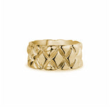 10mm quilted band crafted in 14KT yellow gold. 