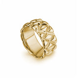 10mm quilted band crafted in 14KT yellow gold.