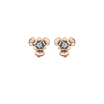 Crafted in 14KT rose and white Certified Canadian Gold, these earrings features Quebec blue flag iris flowers set with round brilliant-cut Canadian diamonds