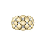 Crafted in 14KT yellow Certified Canadian Gold, this quilted ring is set with round brilliant-cut Canadian diamonds.