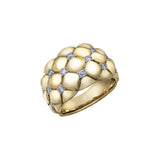 Crafted in 14KT yellow Certified Canadian Gold, this quilted ring is set with round brilliant-cut Canadian diamonds. 