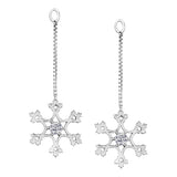 Crafted in 14KT white Canadian Certified Gold, these snowflake earring jackets have round brilliant-cut Canadian diamonds.