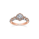 Crafted in 18KT rose and white gold, this lily of the valley flower-inspired ring is set with Canadian diamonds.