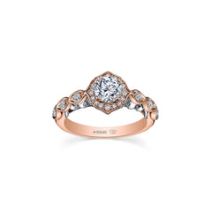 Crafted in 18KT rose and white gold, this lily of the valley flower-inspired ring is set with Canadian diamonds.