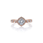 Crafted in 18KT rose and white gold, this lily of the valley flower-inspired ring is set with Canadian diamonds.