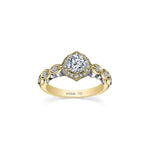 Crafted in 18KT yellow and white  gold, this lily of the valley flower-inspired ring is set with Canadian diamonds.