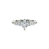 Crafted in 14KT white gold, this ring features a princess-cut centre diamond on a diamond-set band.