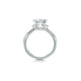 Crafted in 14KT white gold, this ring features a princess-cut centre diamond on a diamond-set band.