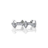 Crafted in 14KT white gold, this ring features 12 round brilliant-cut diamonds sparkling from 6 marquise settings spaced evenly apart on a diamond set band.
