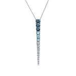 Crafted in 14KT white Certified Canadian Gold, this pendant features blue topaz and round brilliant-cut Canadian diamonds set in the shape of an icicle
