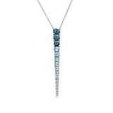 Crafted in 14KT white Certified Canadian Gold, this pendant features blue topaz and round brilliant-cut Canadian diamonds set in the shape of an icicle