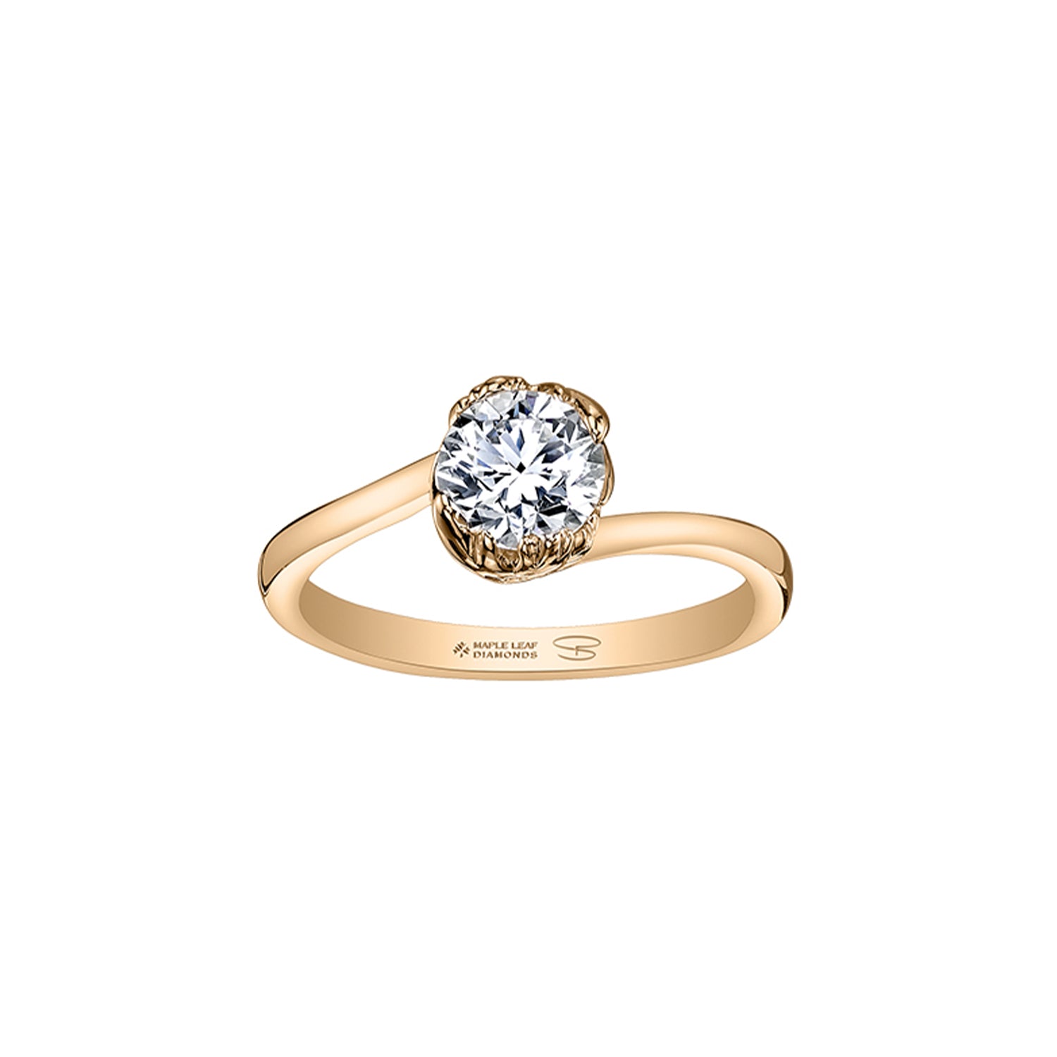 Maple Leaf Solitaire Ring