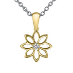 Crafted in 14KT Certified Canadian Gold, this necklace features a water lily pendant with a round brilliant-cut centre diamond.