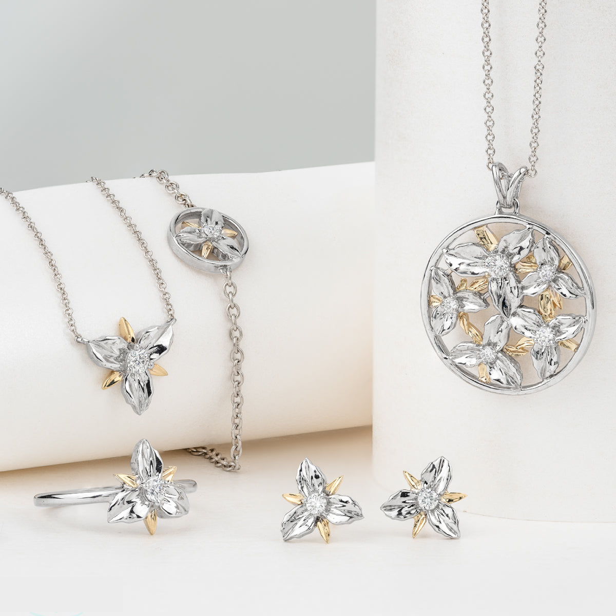 Ontario Trillium Jewellery Set by Shelly Pudy for Maple Leaf Diamonds