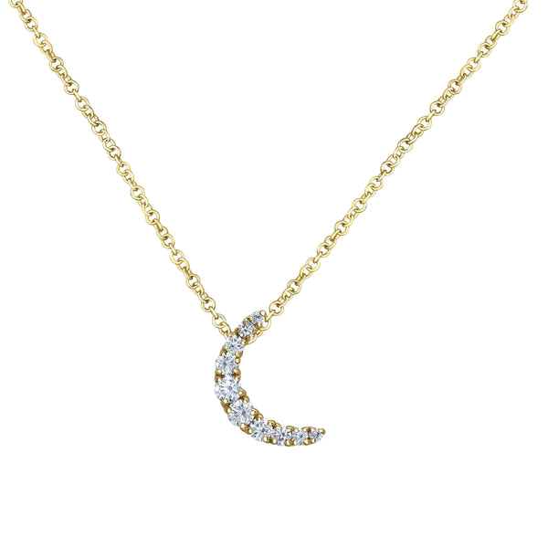 Crafted in 14KT yellow Certified Canadian Gold, this pendant features a crescent moons set with round brilliant-cut Canadian diamonds.