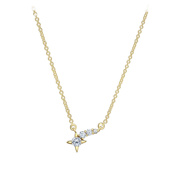 Crafted in 14KT yellow Certified Canadian Gold, this necklace features a shooting star set with round brilliant-cut Canadian diamonds.