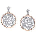 Crafted in rose and white 14KT Canadian Certified Gold, these earrings feature a rose vine design set with round brilliant-cut Canadian diamonds