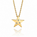 Diamond-Sprinkled Gold Star Necklace