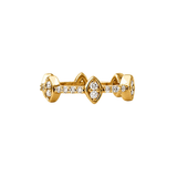 Crafted in 14KT gold, this ring features 12 round brilliant-cut diamonds sparkling from 6 marquise settings spaced evenly apart on a diamond set band. 