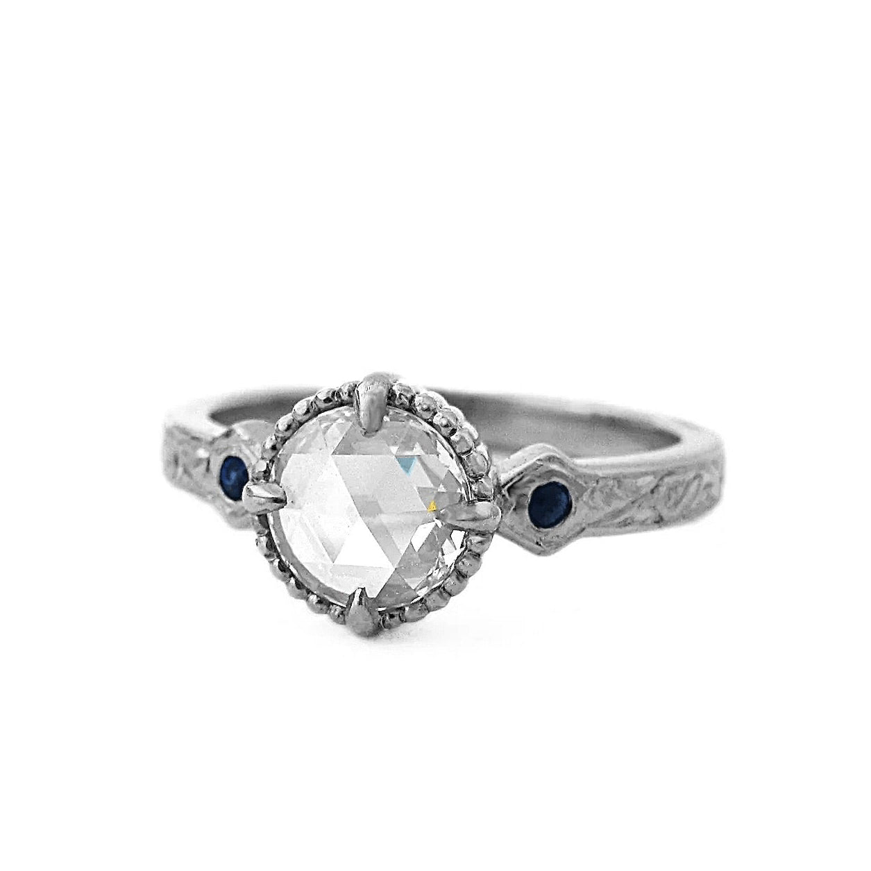 Hand engraved engagement ring vintage style
