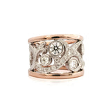 Rose and white gold ring with diamonds 