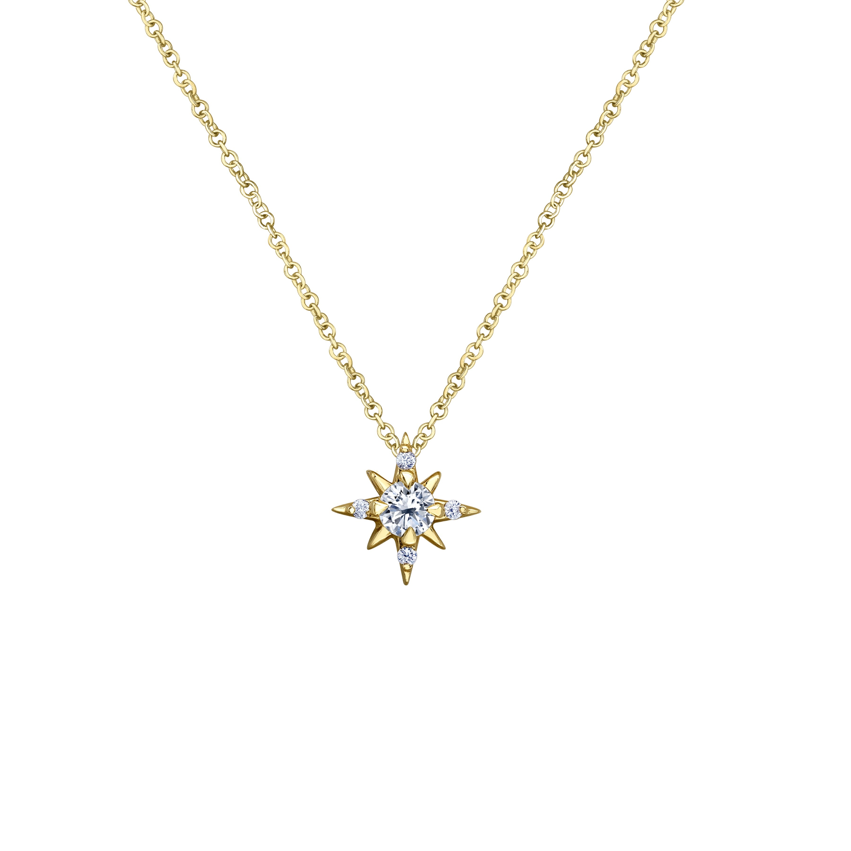 Crafted in 14KT yellow Certified Canadian Gold, this pendant features the north star set with round brilliant-cut Canadian diamonds.