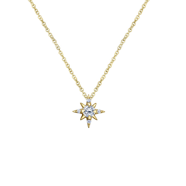 Crafted in 14KT yellow Certified Canadian Gold, this pendant features the north star set with round brilliant-cut Canadian diamonds.