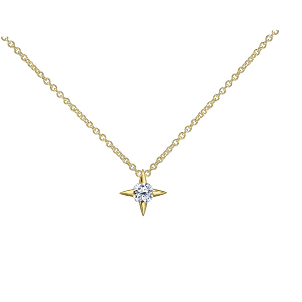 Crafted in 14KT yellow Certified Canadian Gold, this necklace features a star set with round brilliant-cut Canadian diamonds.