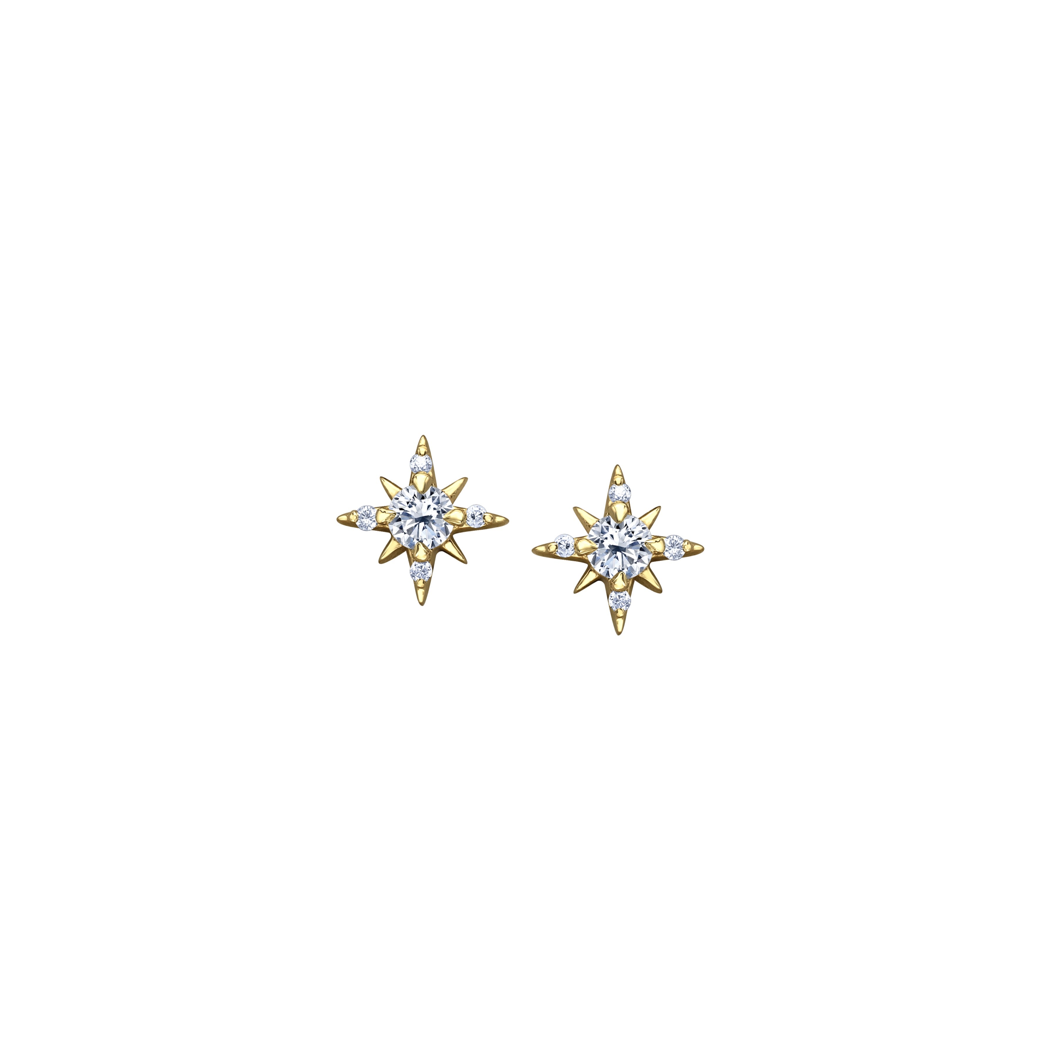 Crafted in 14KT yellow Certified Canadian Gold, these earrings feature the north star set with round brilliant-cut Canadian diamonds.